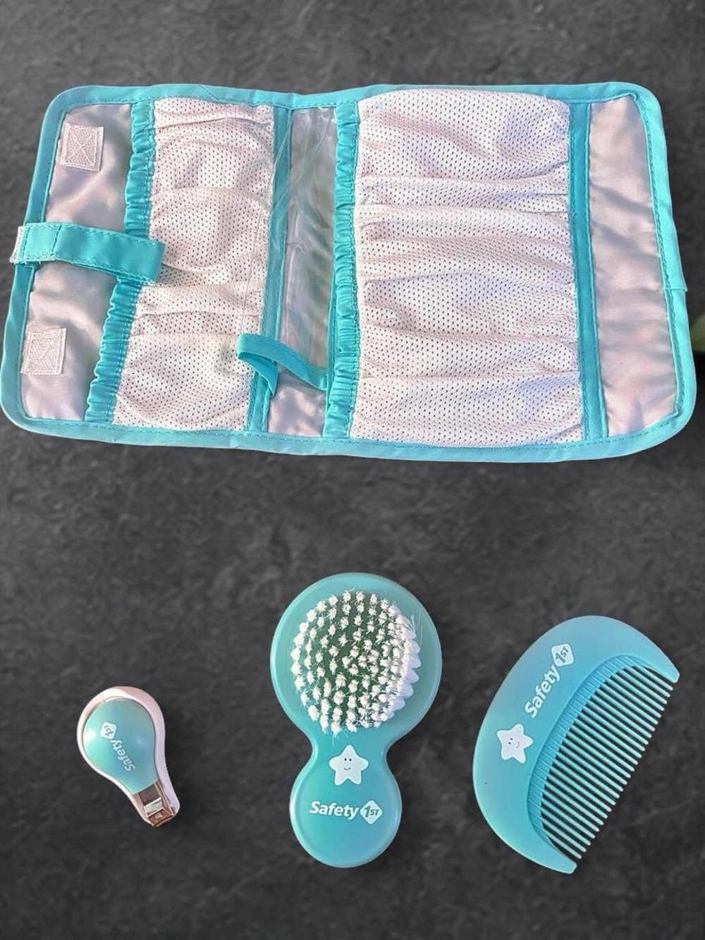 Baby Grooming Set in Light Blue - Brush, Nail Clipper, Comb & Travel Case Health